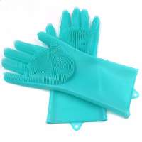 1 Pair Large Silicone Reusable Cleaning Brush Heat Resistant Cleaning Sponge Gloves For Housework